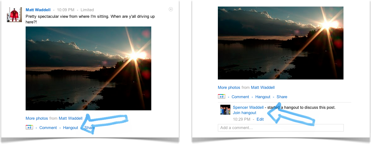 hangouts in posts