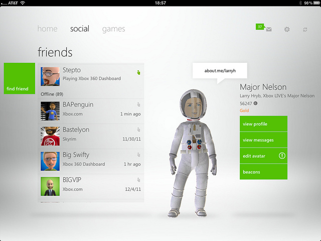 my xbox live via major nelson