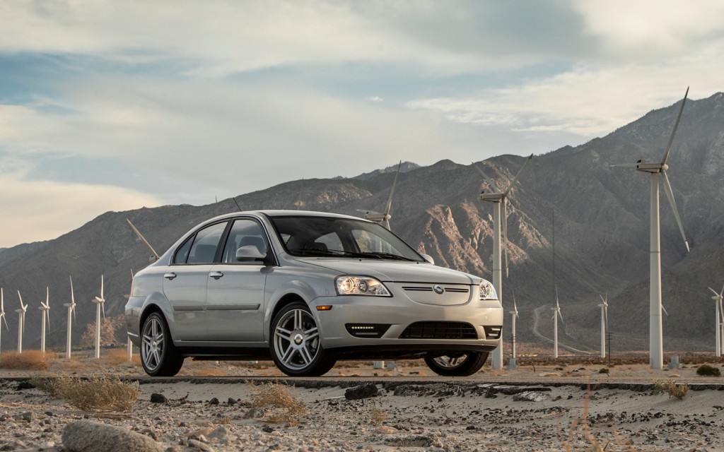 Coda sedan with wind turbines