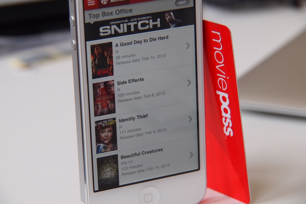 MoviePass card and iPhone app