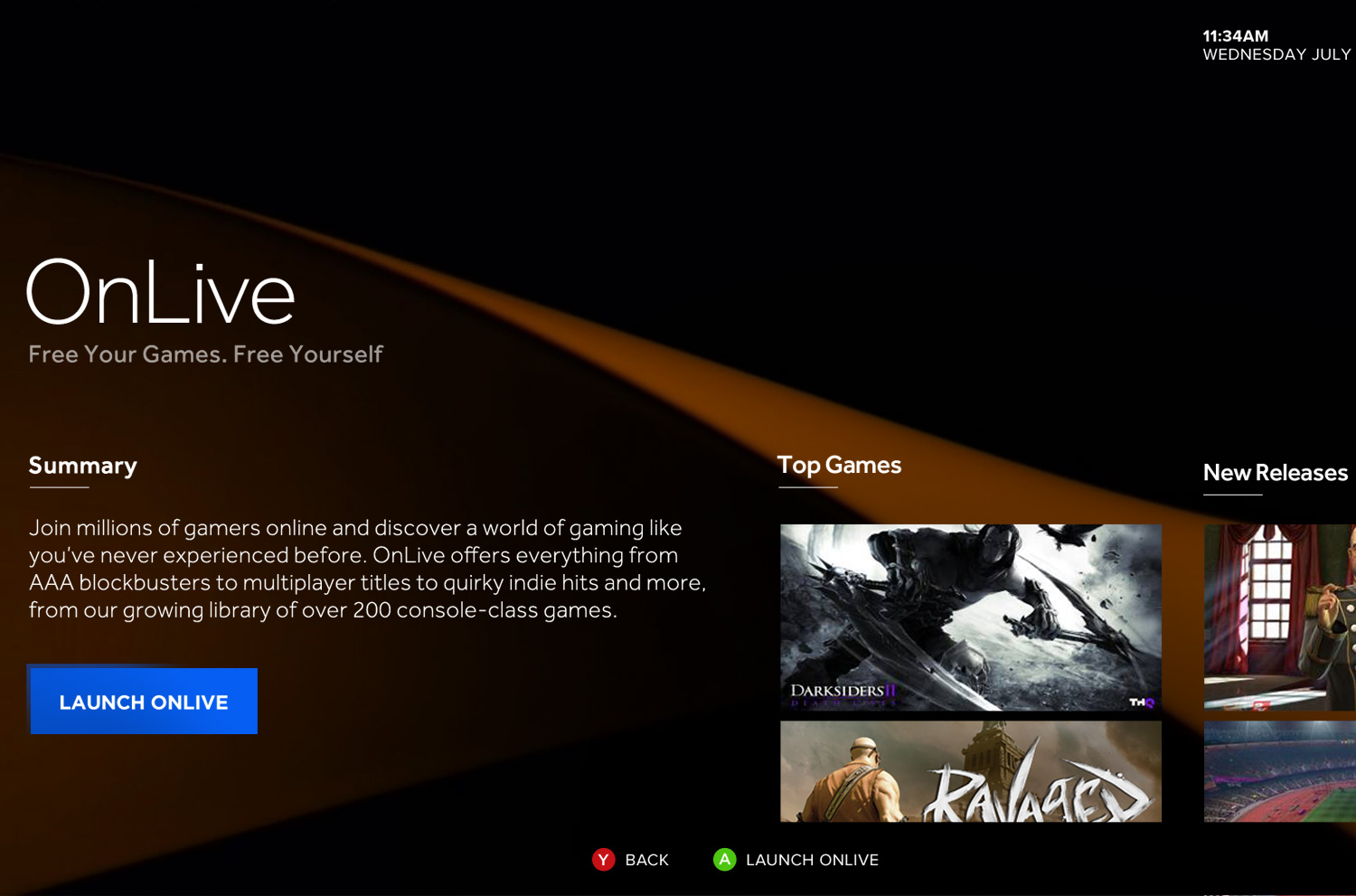 ouya onlive home screen