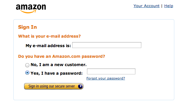 Amazon Login Page