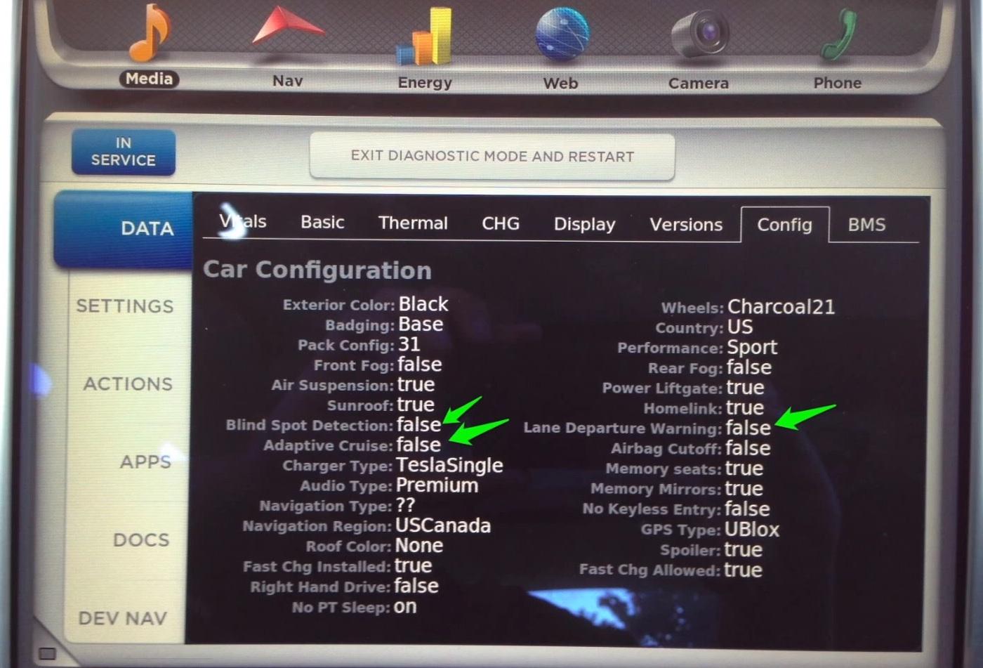 Tesla Model S hidden menu