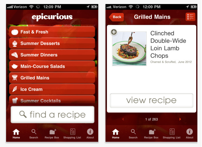 Epicurious iPhone app