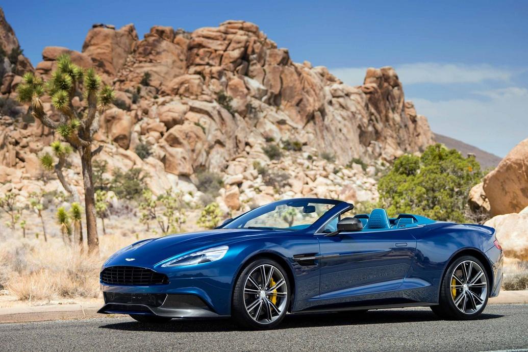 2014 Aston Martin Vanquish Volante front three quarter desert background