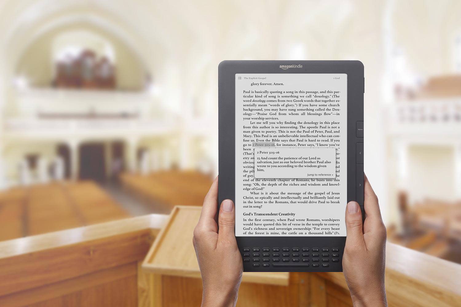 Bible on Kindle in Church