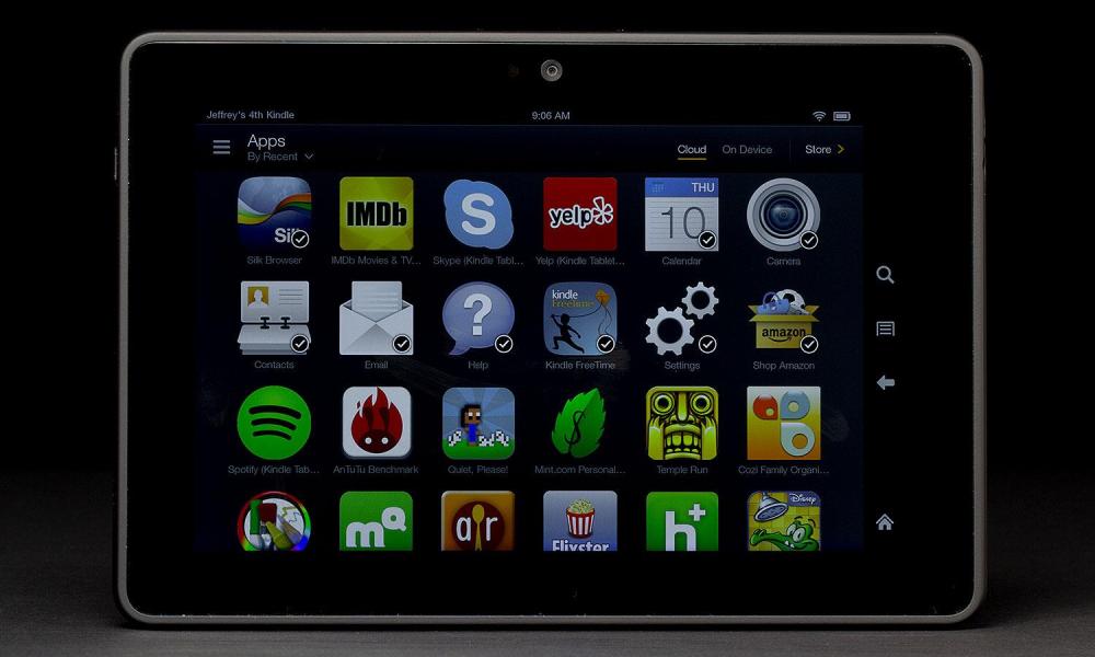 Kindle Fire HDX front app grid