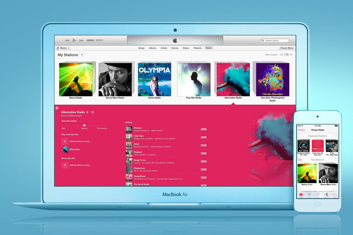 hands on itunes radio cant out dj pandora but it sure does look pretty main