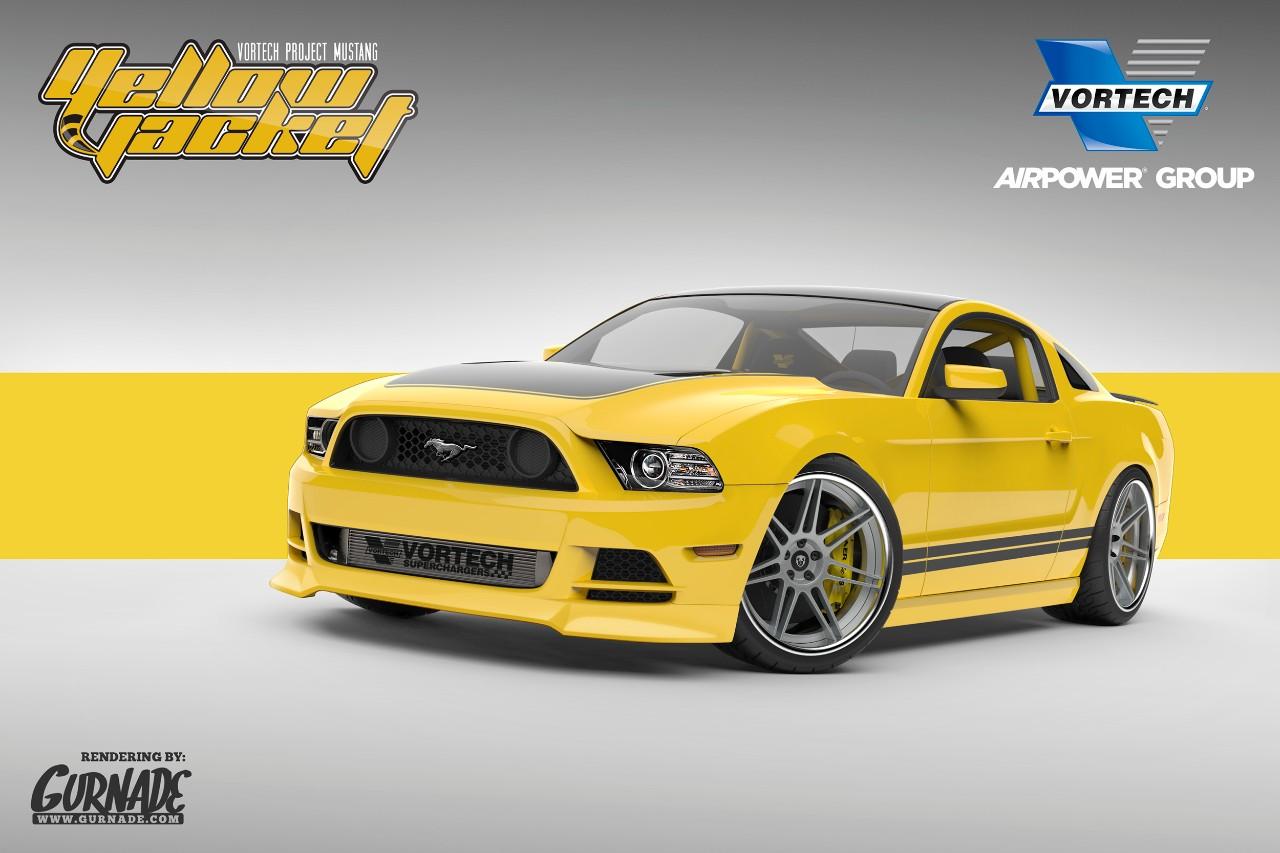 lucky sema vortechs 605 horsepower yellow jacket mustang is coming vortech