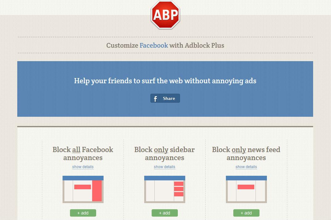 new extension blocks annoying facebook created ads but we have some concerns abp