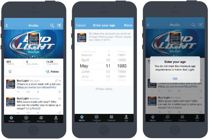 twitter adds age screening process follow alcohol brands verification