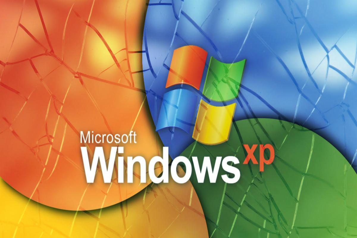 microsoft windows xp navy broken glass