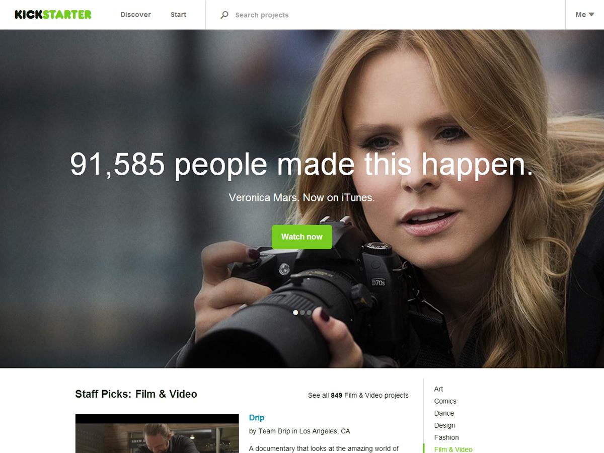 kickstarter brings hundreds crowdfunded films itunes veronica mars