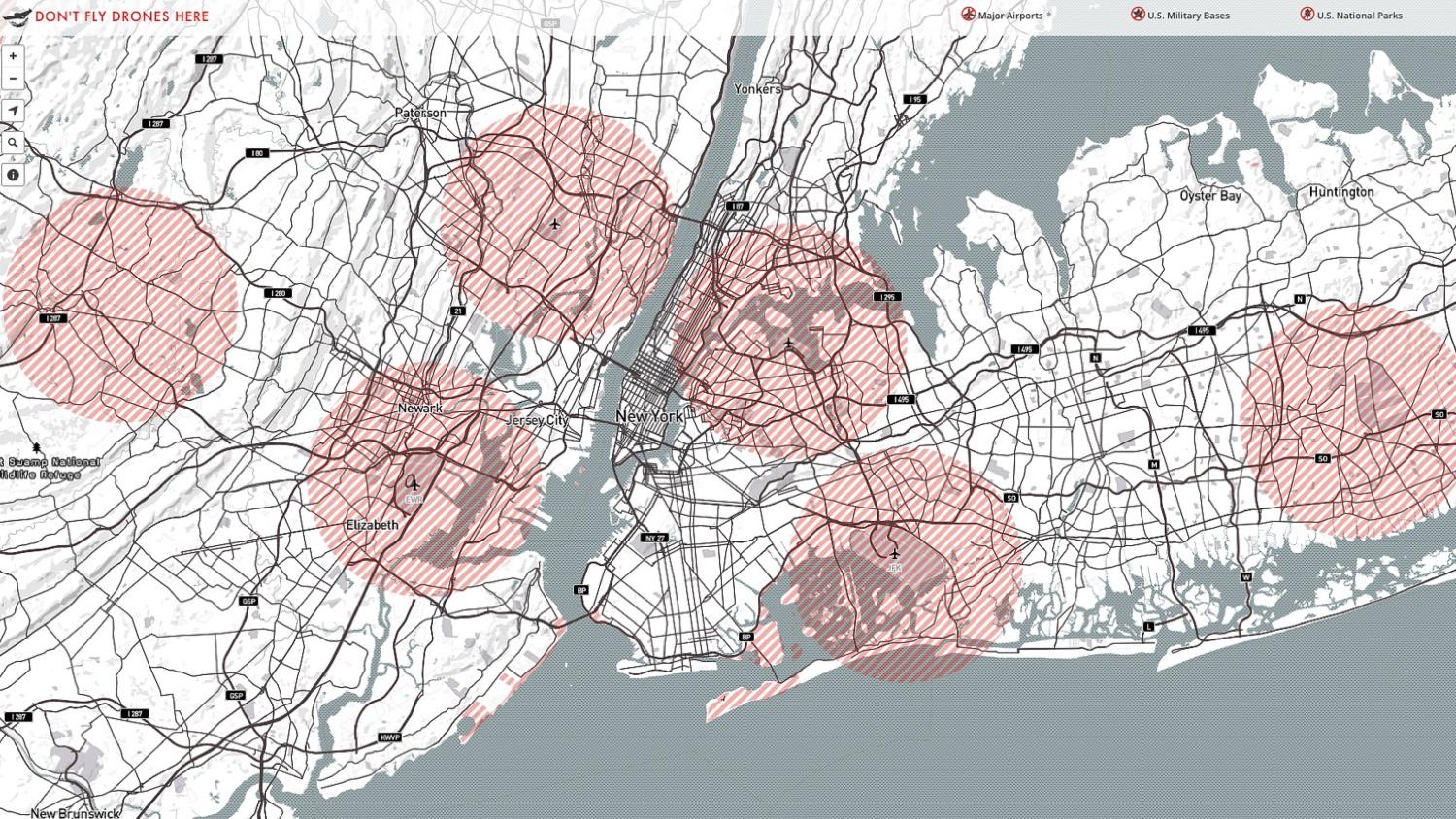 interactive fly map shows can safely operate drone dont drones here