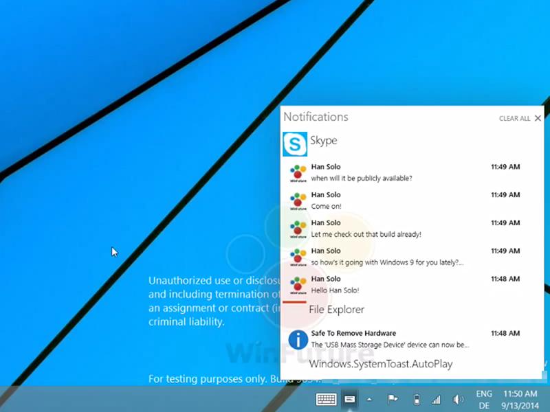 take look windows 9 notification center action