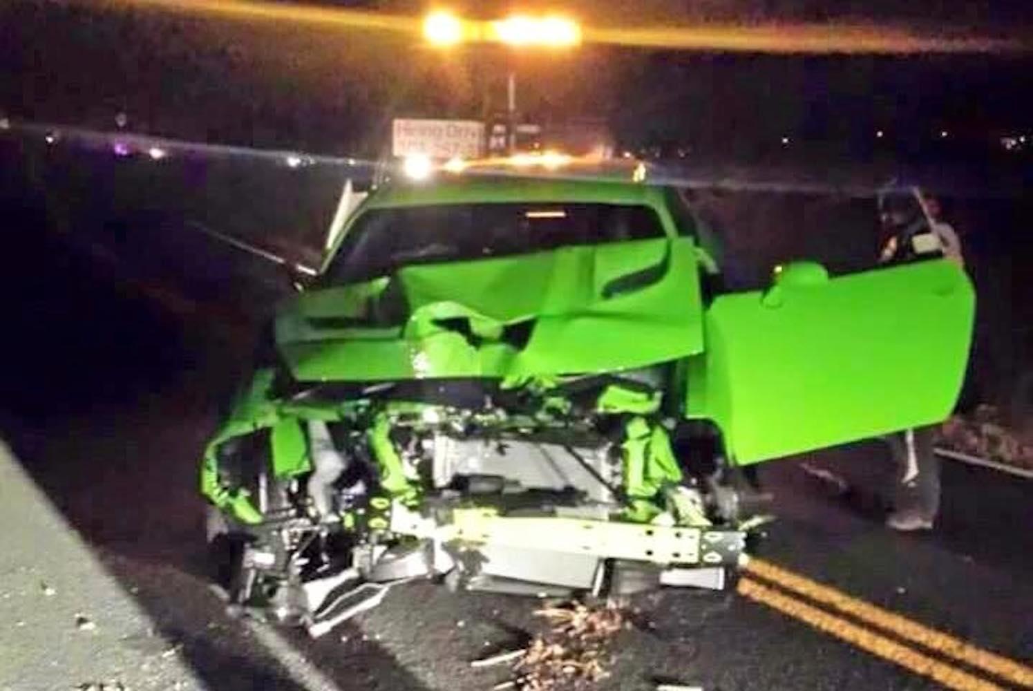 dodge challenger srt hellcat totaled crash 1