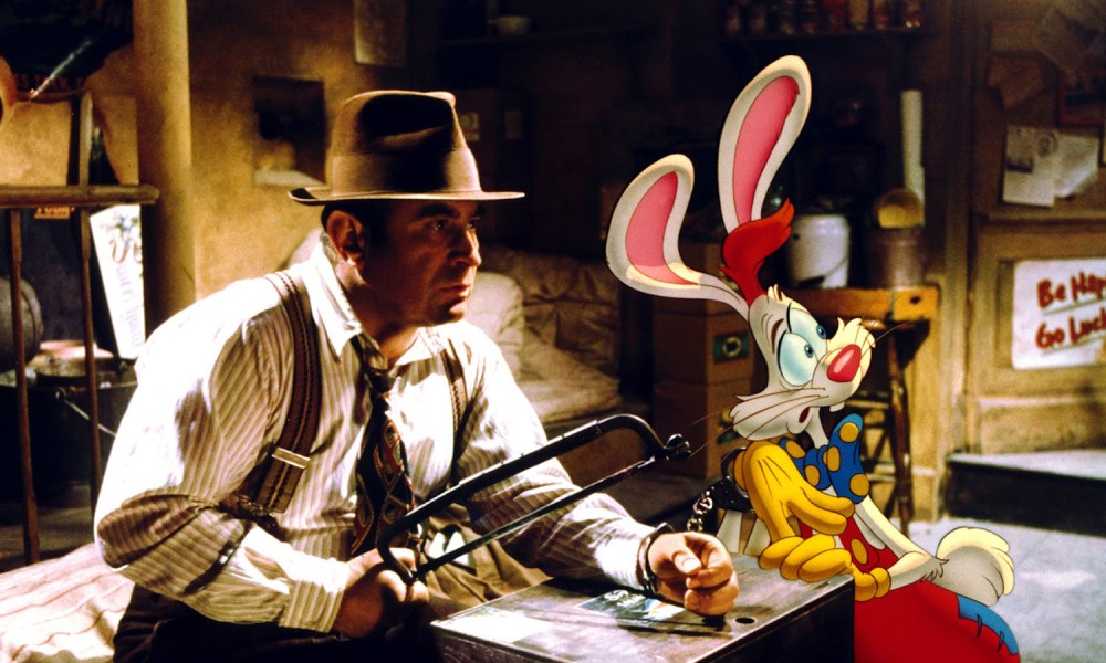 Eddie Valiant and Roger Rabbit in "Who Framed Roger Rabbit?".