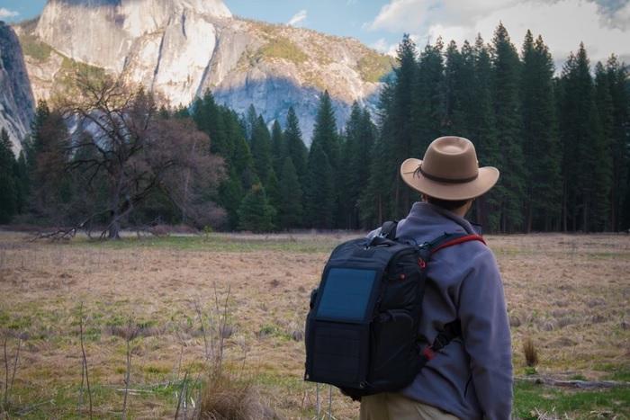 badger solar charger on backpack