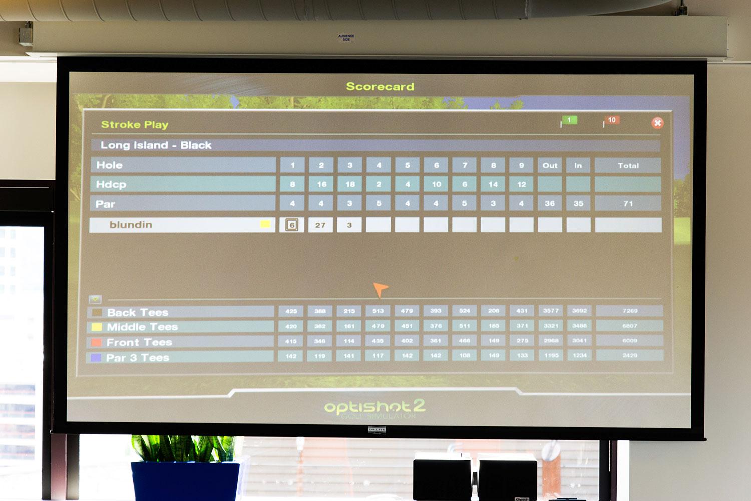 OptiShot2 scorecard