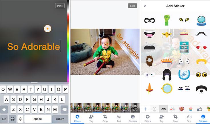 facebook snapchat photo editing stickers feature