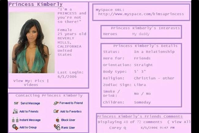 kim kardashian pink myspace news