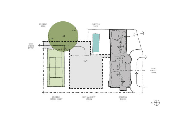 mansions garage is basically an underground batcave molecule case study house for a superhero site diagram 01 510x337