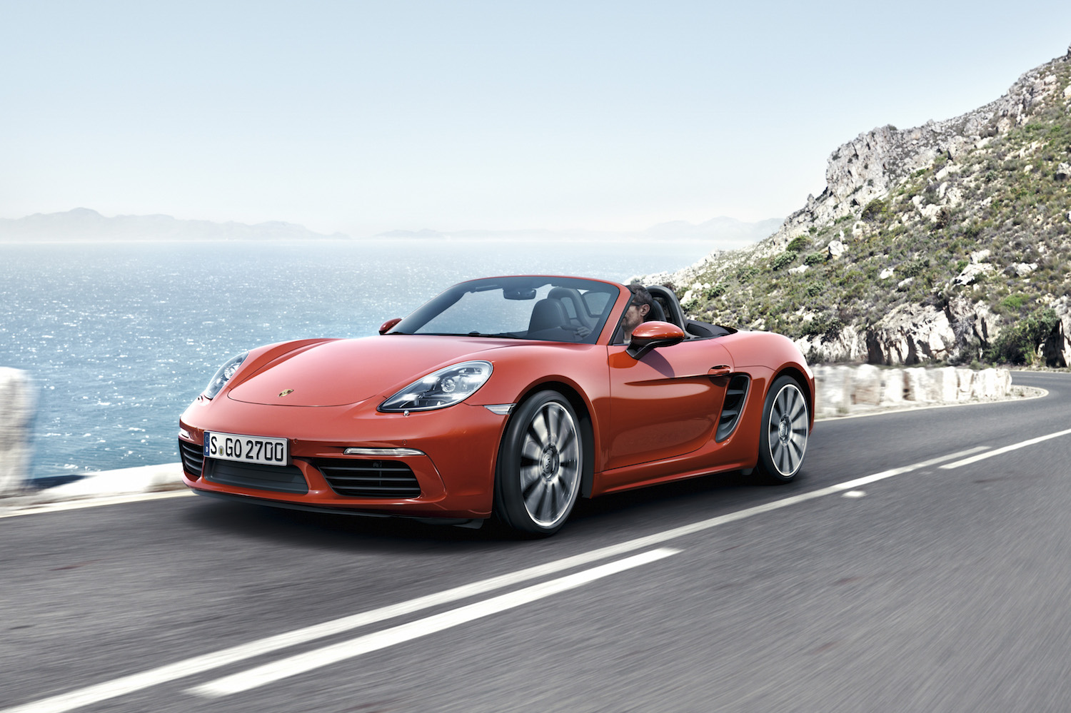 Porsche 718 Boxster orange front angle