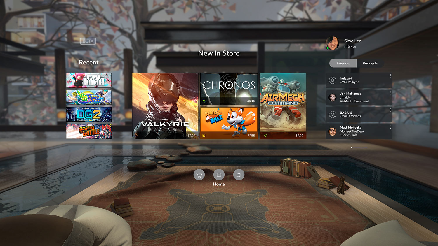 oculus home launch steam vr games landing main