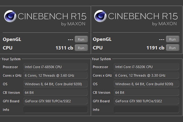 broarwell e processor cinebench testing