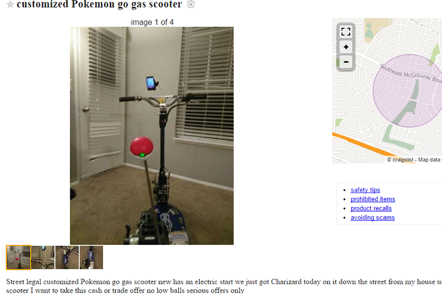 pokemon go craigslist listings scooter listing