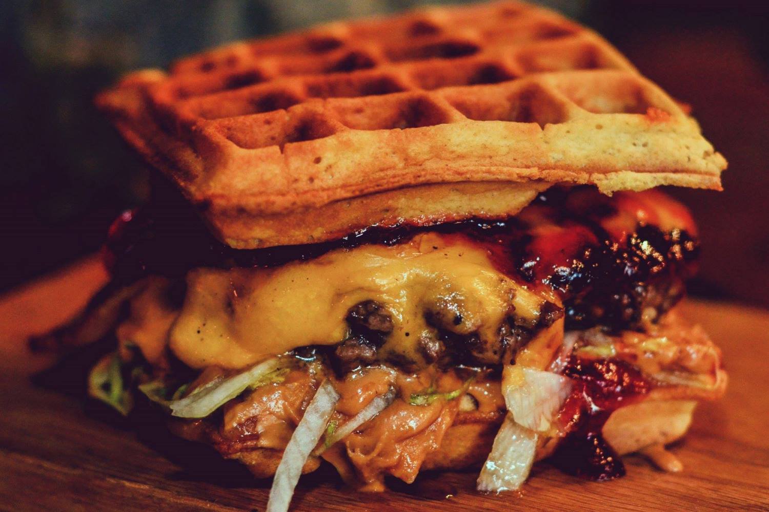 stranger things menu lucky chip eggos waffle burger