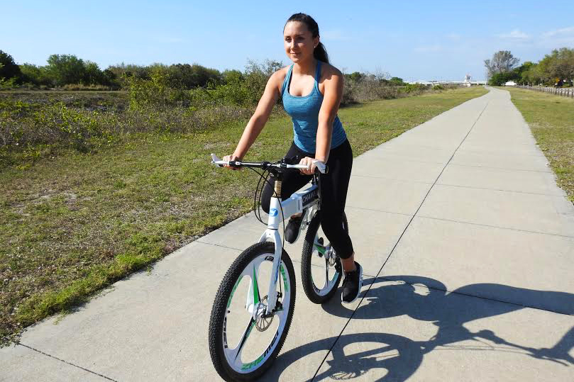 chainless bicycle without chains woman riding bike