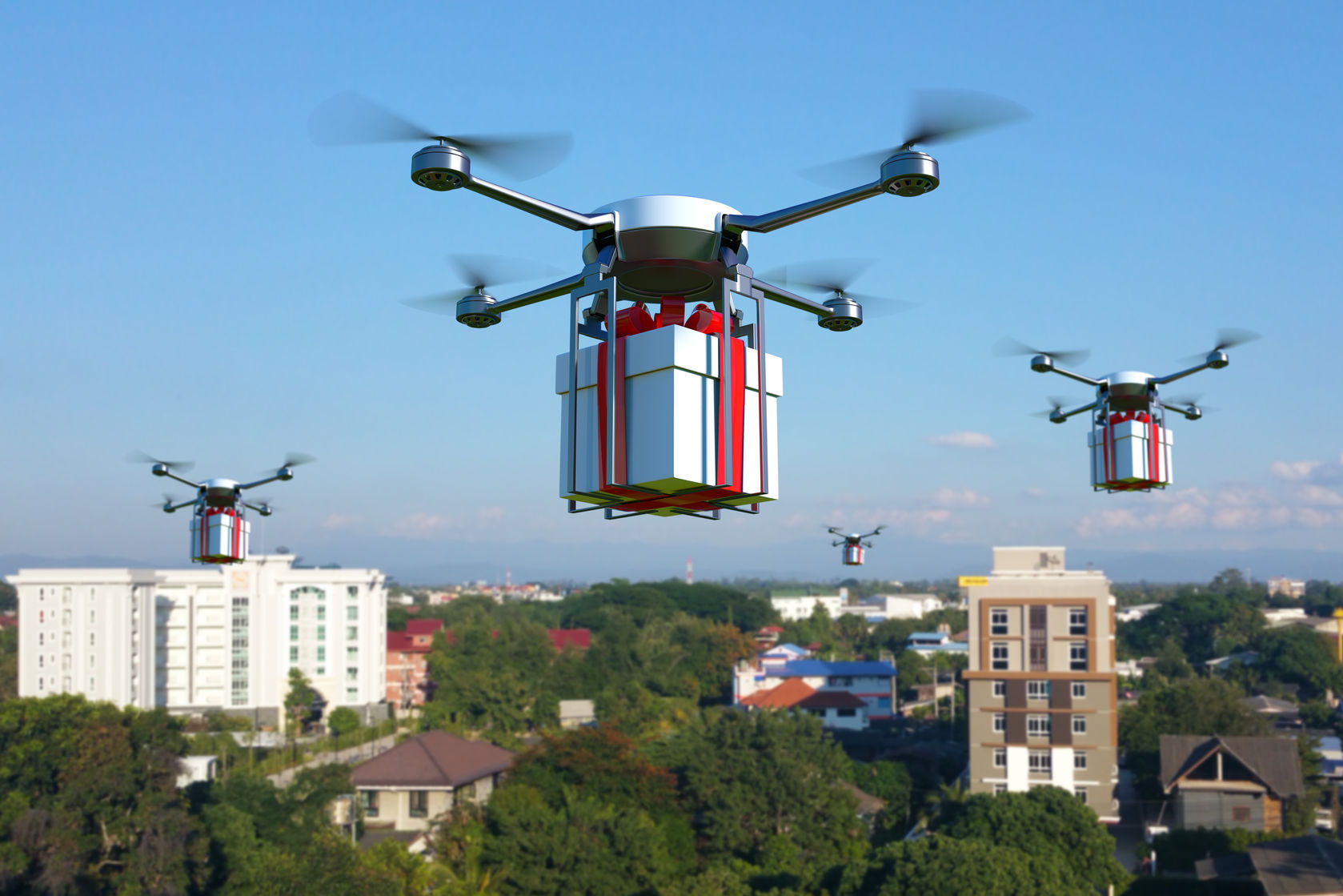 prisoners drone smuggling doj news 70289782  with white gift box on blue sky 3d illustration