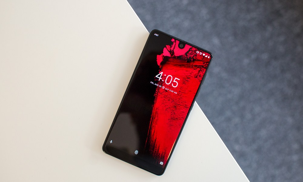 Essential phone review angle on table