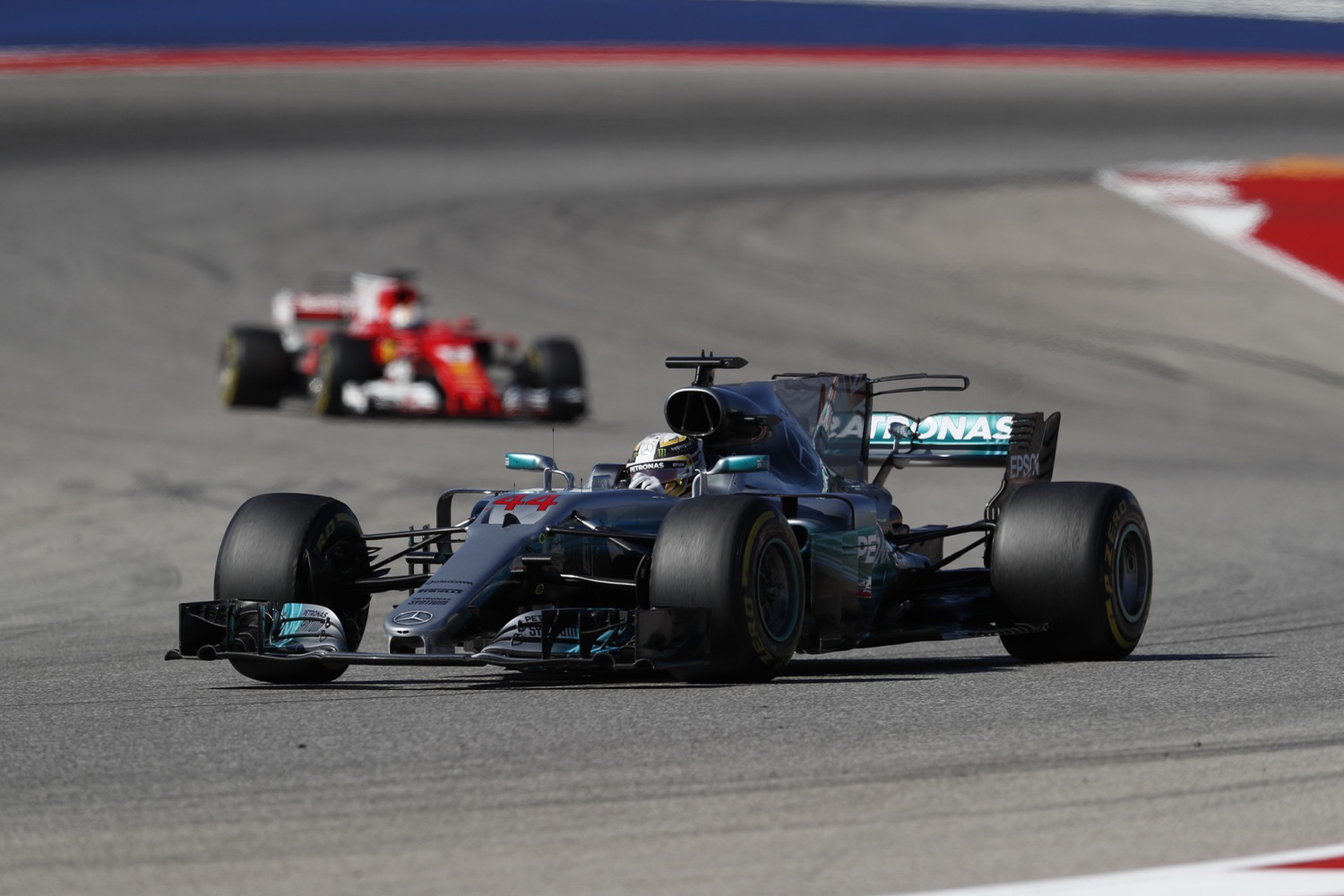 A Mercedes-Benz F1 car at the 2017 US Grand Prix.