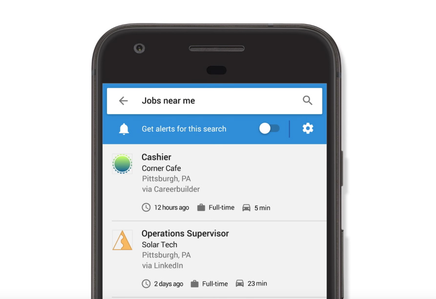 google job widget update search