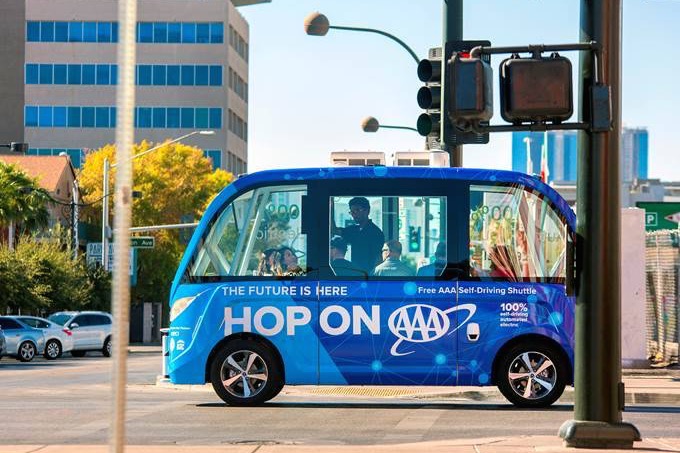 AAA and Keolis self-driving shuttle in Las Vegas