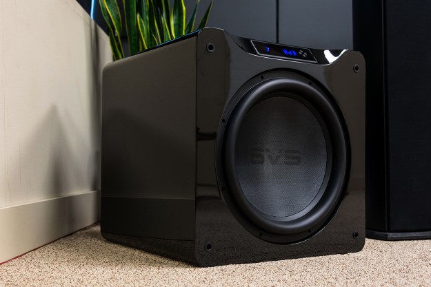 SVS SB-16 subwoofer in corner.