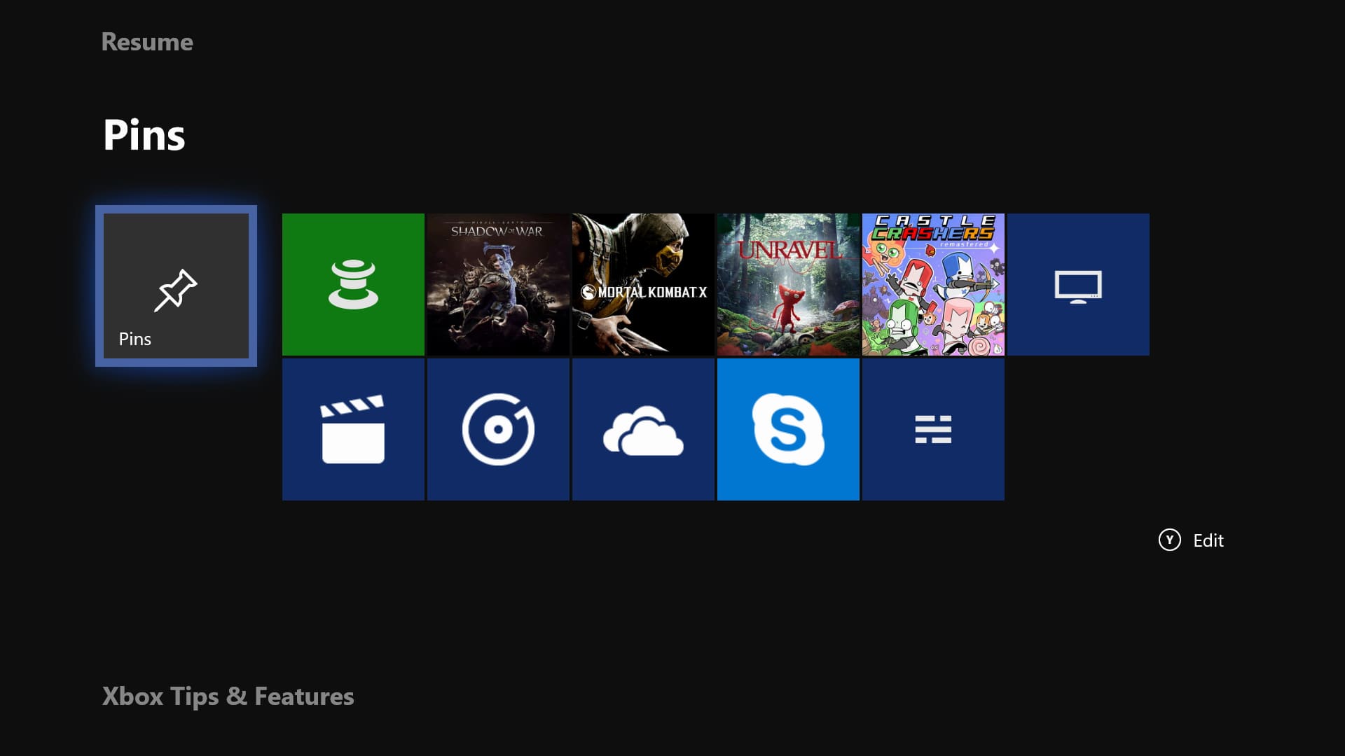 how to pin a game or app on xbox one pins