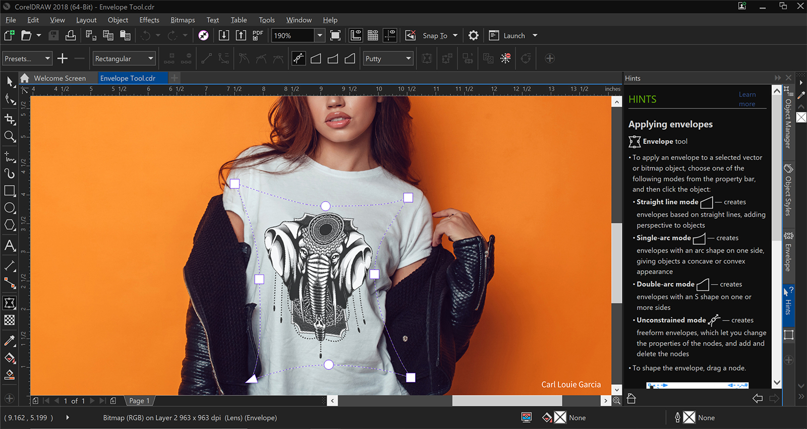 coreldraw graphics suite 2018 launches  envelope tool shirt copy