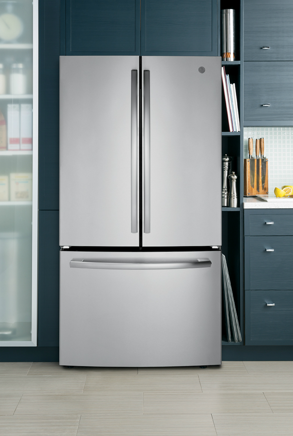 ge high capacity french door fridge  stainless steel