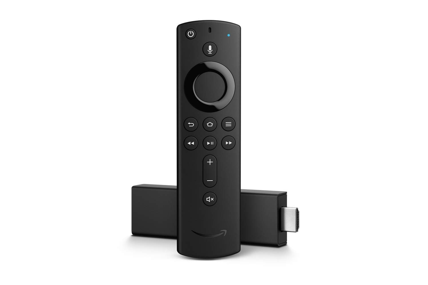 Amazon's Fire TV Stick 4K streaming device with its voice remote.