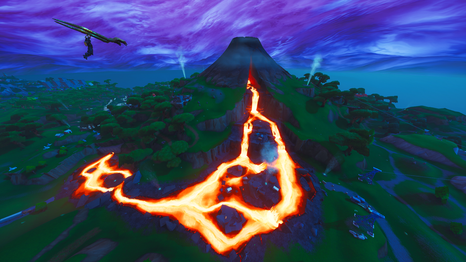 Volcano flyover in Fortnite Season 8