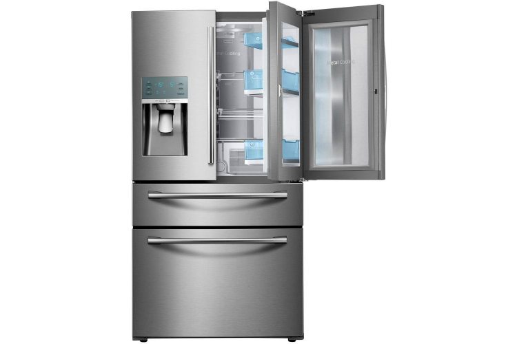 home depot chops samsung and lg french door fridge prices 22 4 cu f  food showcase refrigerator in stainless steel counter de