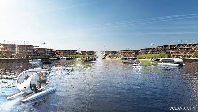this floating city concept could withstand a category 5 hurricane the designers recognize of course that most people will con
