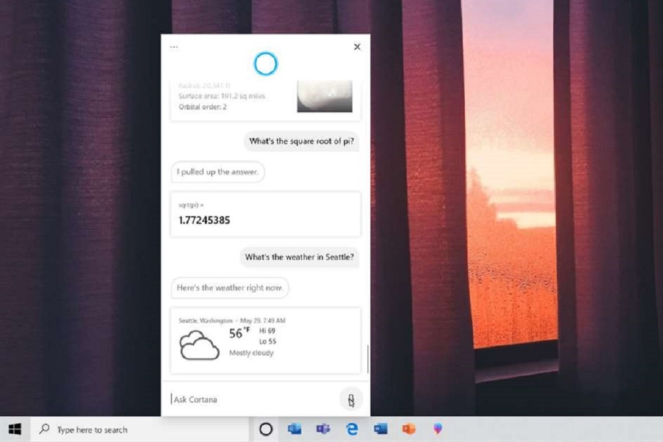 Microsoft Cortana app screenshot