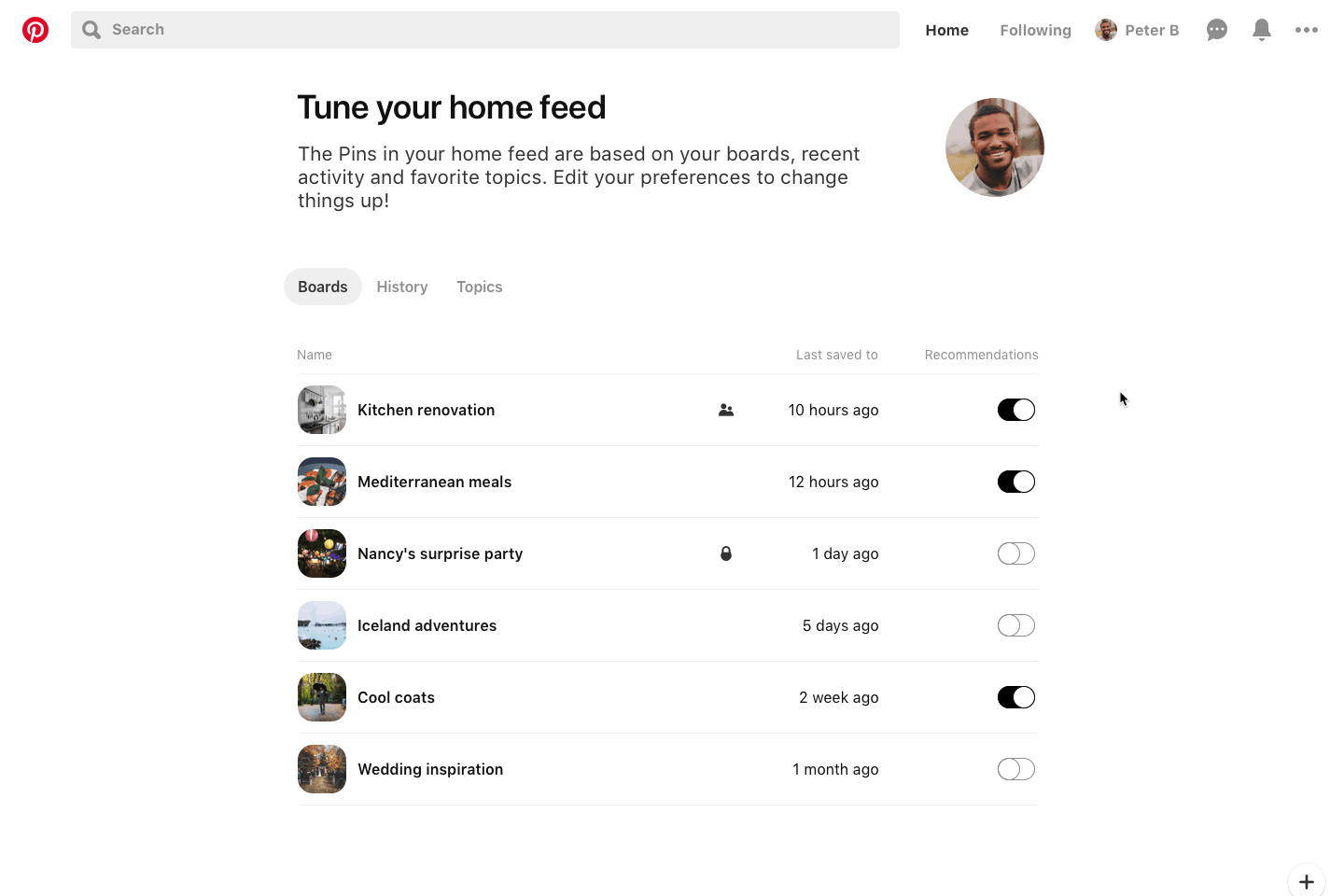 pinterest home feed tuner en us