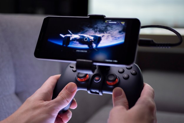 A player plays Destiny 2 on Google Stadia.