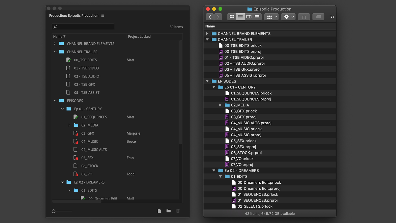 premiere pro productions prpro panelandfinder