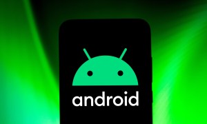 Android logo on smartphone